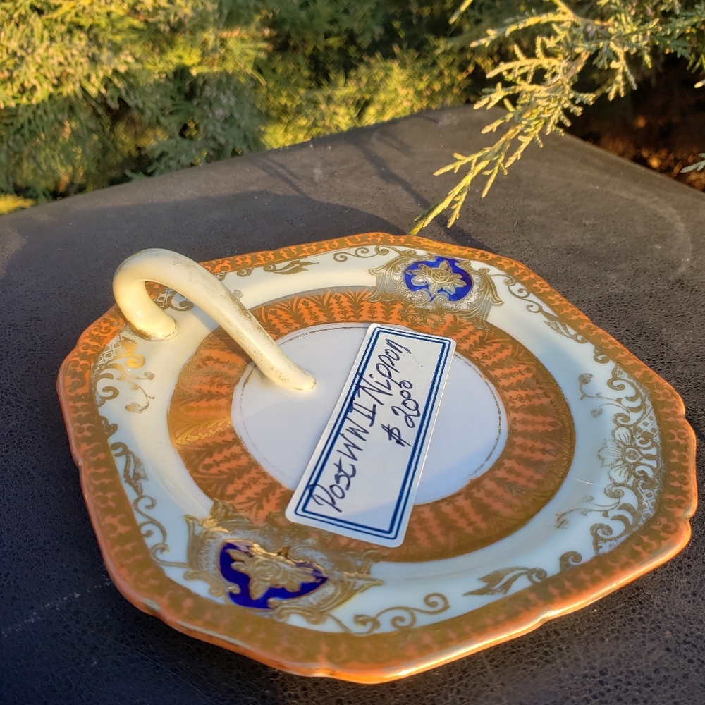 Rare Handpainted Nippon Plate – Gold Accents, Post-WWII Japan